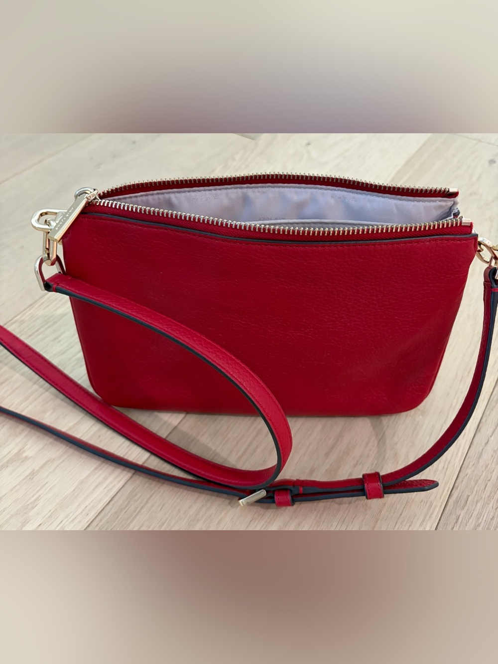 kate spade Red Pebbled Leather Crossbody with Gold Spade Accent - Picture 7 of 11